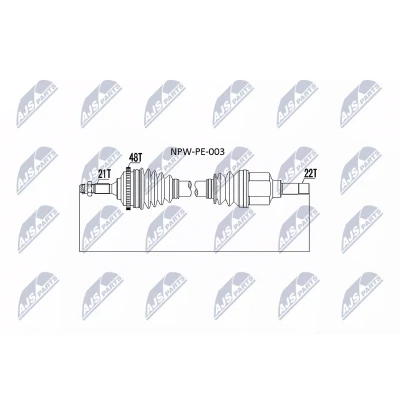 Afbeelding van Aandrijfas NTY NPW PE 003