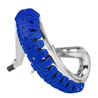 Afbeelding van POLISPORT 8469200003 ARMADILLO PIPE universele uitlaatbeschermer voor 2 takt motorfietsen gemaakt van roestvrij staal en licht elastomeer bestand tegen hoge temperaturen in kleur blauw