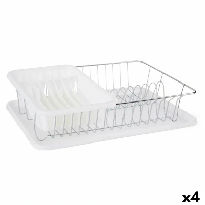 Afbeelding van Afdruiprek voor Keukengootsteen Wit Metaal Plastic 43,5 x 11 33,5 cm (4 Stuks)