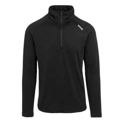 Afbeelding van Regatta Yonder II fleece jack met halve rits, rekbaar, sneldrogend vochtafvoerend materiaal perfect voor buiten, wandelen, hardlopen en zwart