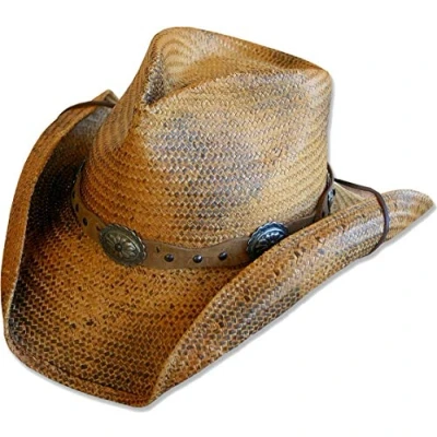 Afbeelding van STARS &amp; STRIPES Strohoed westernhoed cowboyhoed »RED Rock« Gr.M, bruin, M
