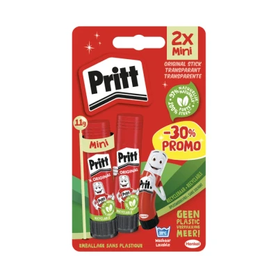 Afbeelding van Lijmstift Pritt Stick Original 11gr blister à 2 stuks Promo