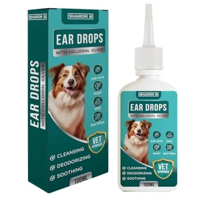 Afbeelding van Oordruppels hond Oorsmeer reiniger 100 ml Mega fles Met colloïdaal zilver tegen oormijt, oorontsteking en oorjeuk bij honden