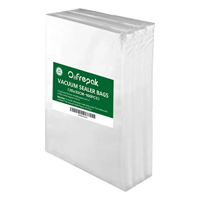 Afbeelding van O2frepak 100 count 20x30cm Vacuümverpakkingszakken Voor Voedselbesparing, BPA vrije Reliëf Vacuümverzegeling Voedselbesparende Zakken, Ideaal Sous Vide Vacuümverzegelaar Voorgesneden Zak