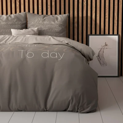 Afbeelding van SleepTime Dekbedovertrek live today taupe 1_140x200/220