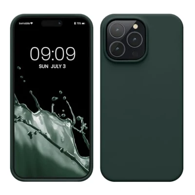 Afbeelding van kwmobile telefoonhoesje geschikt voor Apple iPhone 14 Pro Max Hoesje met siliconen coating Smartphone case in mosgroen