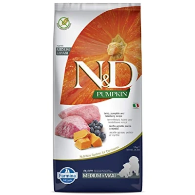 Afbeelding van N&amp;D Pumpkin puppyvoeding Lam medium/maxi 12 kg.