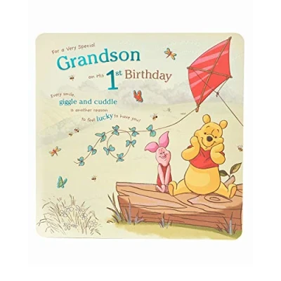 Afbeelding van Disney Winnie The Pooh kleinzoon 1e verjaardagskaart verjaardag jongen kaart