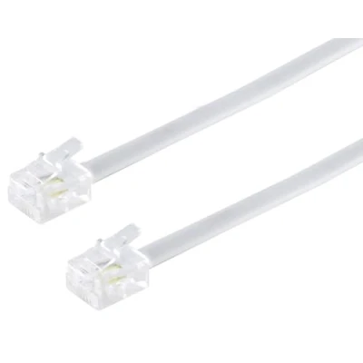 Afbeelding van 1aTTack.de 1x 10 m telefoonkabel RJ11 6/4 stekker naar platte kabel 4 aderig westernstekker wit