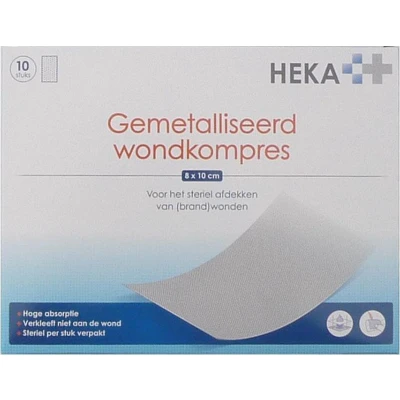 Afbeelding van Heka Klein Wondkompres gemetalliseerd 8 x 10 cm steriel stuks