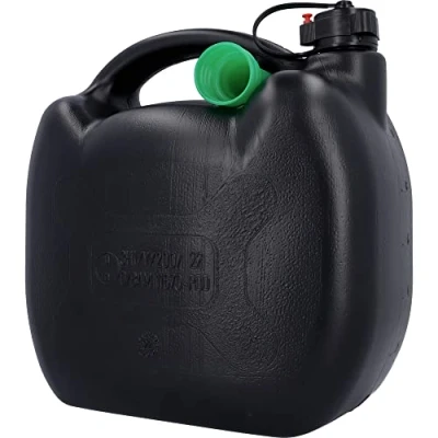 Afbeelding van Jerrycan voor alle soorten brandstof, met VN goedkeuring, inclusief schenktuit, kunststof, zwart, 5 l