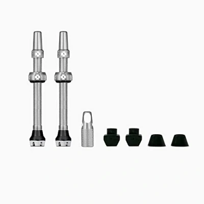 Afbeelding van Muc Off Zilveren Tubeless Presta Kleppen, 60mm Premium Geen Lek Fietsventielen Met Geïntegreerd Klepkern Verwijderingsgereedschap