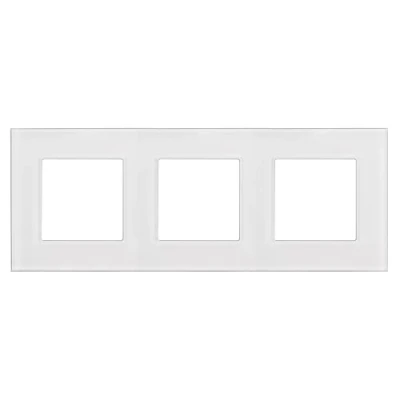 Afbeelding van Maclean 3 voudig glazen frame voor contactdoos Modulaire wandcontactdoos inbouw (3 glasframe wandcontactdoos, wit)