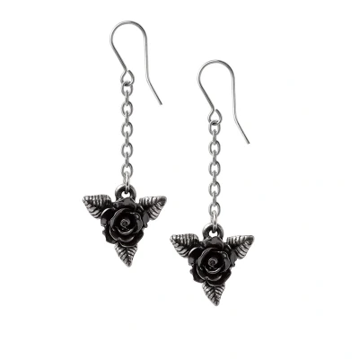 Afbeelding van Alchemy Blank Rose Droppers Oorbellen Zilverkleurig/Zwart