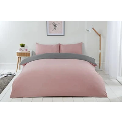 Afbeelding van Emma Barclay Lyla omkeerbaar dekbed, 100% polyester, lichtroze/grijs, dubbel