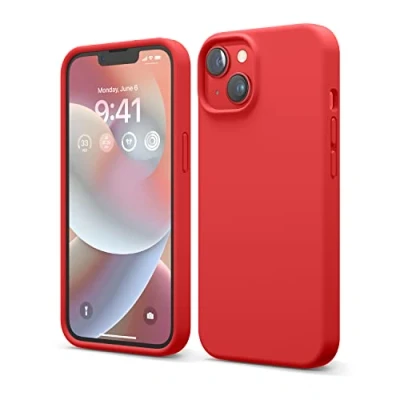 Afbeelding van elago Liquid Silicone Hoesje Compatibel met iPhone 14 Case (6.1&quot;), Premiesilicone, Volledige Lichaamsbescherming 4 Layer Schokbestendige Geval, Antikras Zachte Microfiber Voering (Rood)