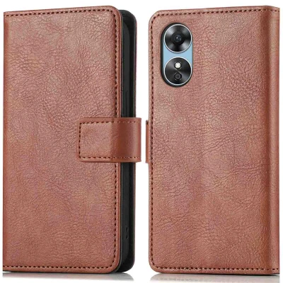 Afbeelding van Oppo A17 Hoesje Kunstleder iMoshion Bookcase Bruin Telefoonhoesje