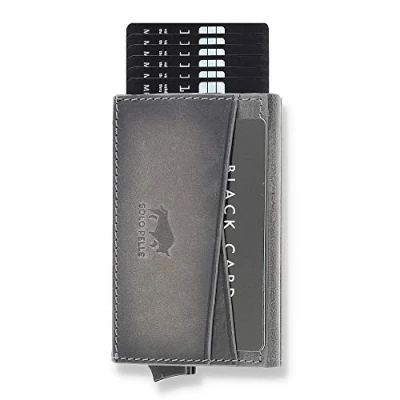 Afbeelding van Solo Pelle Kaarthouder Creditcardhouder Lederen Portemonnee Slim Wallet met RFID bescherming voor maximaal 11 kaarten Model: Mech, steengrijs, One Size, creditcardhoes