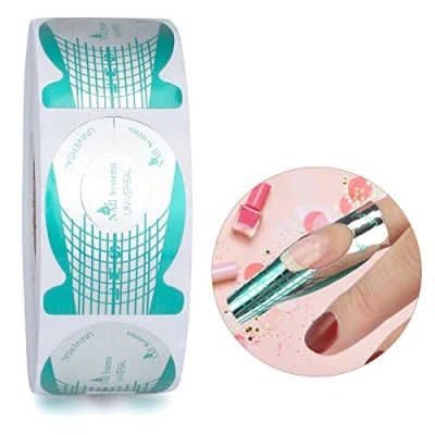 Afbeelding van G2PLUS 500 stuks nagelsjablonen, zelfklevende verlengfolie, modelleersjablonen voor kunstvingernagels (groen)