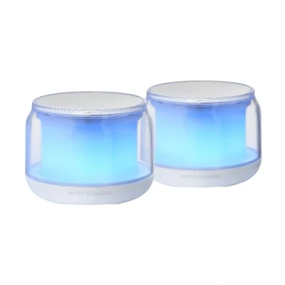 Afbeelding van MARSGAMING MS AURA, Bluetooth 5.3 Luidsprekers, Aangepaste DSP Chipset 15W, RGB Verlichting met ClearView 360º Ontwerp, Compacte Luidsprekers Volumeregeling en Controlbox, AUX IN ingang, Wit