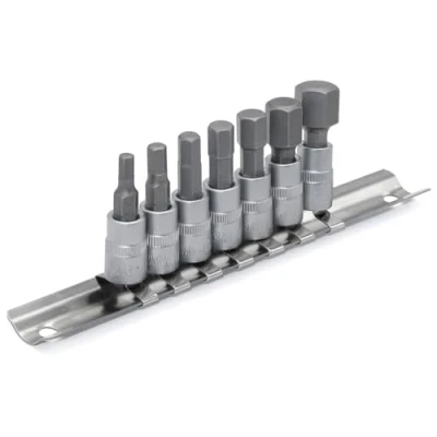 Afbeelding van DAKCOS Hex Bit Socket Set 1/4&quot; Drive 7 Stuks Metrisch 4mm 12mm Inbus Kit Premium Chrome Vanadium Staal