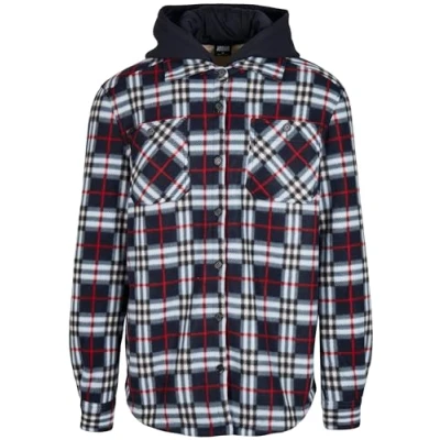 Afbeelding van Urban Classics Hooded Polar Fleece Overshirt Fleecejas, Heren, Maat: Small, Midnightnavy/red