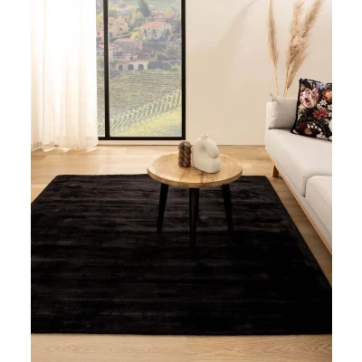 Afbeelding van Viscose Vloerkleed Vierkant Glamour Zwart 100x100 Cm