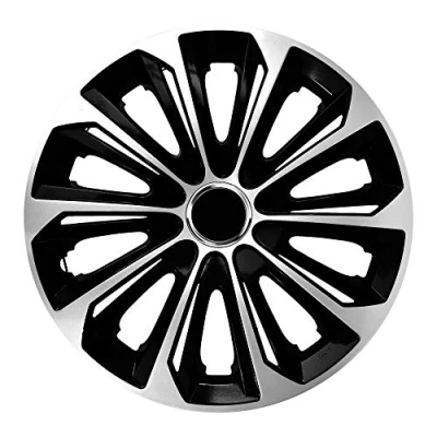 Afbeelding van NRM Stig Extra Wieldoppen 16&quot; Zilver &amp; Zwart set van 4 stuks ABS / Duurzaam Resistant