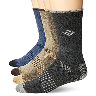 Afbeelding van Columbia Heren 4 Pack Moisture Control Crew Sokken, Bruin/Blauw/Grijs/Khaki, 6 12