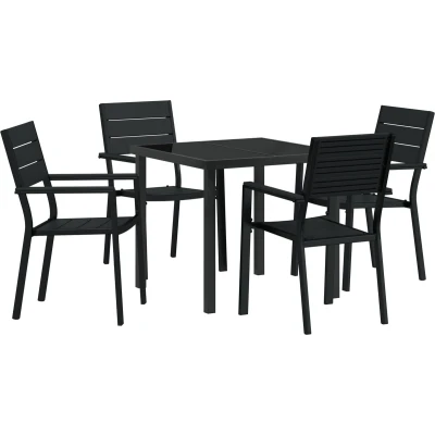 Afbeelding van vidaXL 5 Delige Tuin Eetset Zwart HDPE