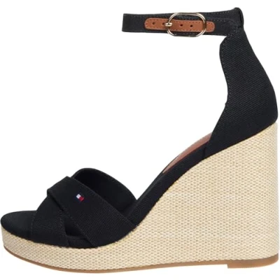 Afbeelding van Tommy Hilfiger FLAG HIGH Sandalen met sleehak, Dames, Maat: 40, Black Textiel