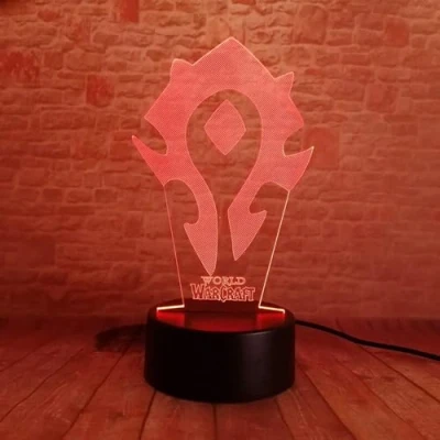 Afbeelding van Led lamp/led nachtlampje met kleurverandering, design: teken van de horde &quot;World of Warcraft&quot;, opladen via USB