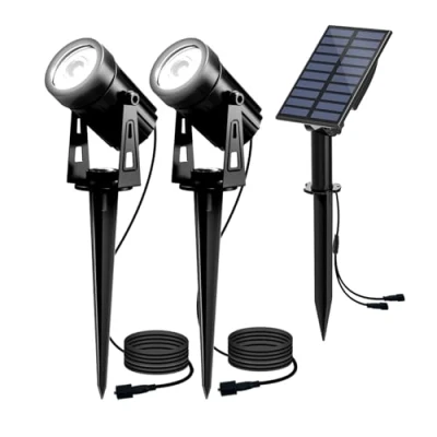 Afbeelding van T SUN Tuinverlichting op zonne energie, 2 stuks, lampen energie voor tuin, IP65 waterdicht, led zonnelamp met helderheidsniveaus, 3 meter kabe, auto on/off bomen, struiken, tuinpad