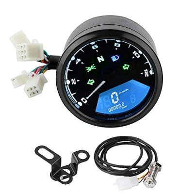 Afbeelding van Motorfiets Snelheidsmeter Kit, Universele LCD Digitale Display Kilometerteller Toerenteller Brandstofmeter Gauge