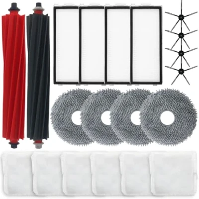 Afbeelding van HomeTimes Reserveonderdelen voor Roborock Qrevo Master robotstofzuiger, accessoires met 2 rubberen borstels, 4 HEPA filters, zijborstels, stofzakken, 6 dweilpads, 20 delig