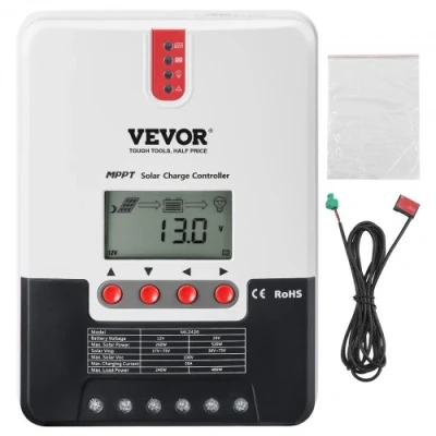 Afbeelding van VEVOR 20A 12/24 V MPPT zonne laadregelaar zonnepaneel met LCD scherm RS232 interface, externe bluetooth besturingsmodule (optioneel) accessoires