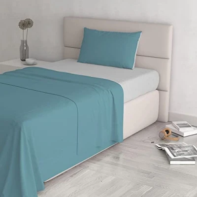 Afbeelding van Italian Bed Linen Natuurlijke kleur Set (Flat 180x300, Hoeslaken 120x200cm+kussensloop 52x82cm), Benzine Fles Groen, Ottanio/Lichtgrijs, KLEINE DOUBLE