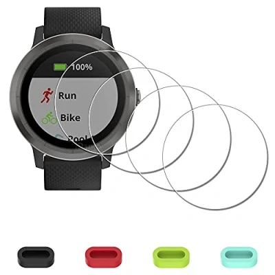 Afbeelding van iDaPro Displaybeschermfolie voor Garmin Vivoactive 3 Watch (niet Music) + 4 delige bescherming de oplaadaansluiting, 9H hardheid, gehard glas, stuks