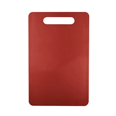 Afbeelding van Fotouzy Plastic Utility Snijplank met Handvatten, Voedselveilig PP Materiaal, BPA Vrij, Afwasmachine Veilig, Dikke Snijplank, Grote Grootte, Gemakkelijk Greephandvat, voor Keuken (Rood)