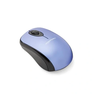 Afbeelding van Amazon Basics Draadloze computermuis met nano usb ontvanger, blauw