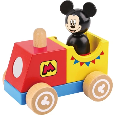 Afbeelding van Tooky toy Mickey Mouse Houten Speelgoedtrein 18 maanden 2 delig