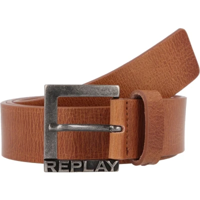 Afbeelding van REPLAY Leren Riem Leather Belt W85 Cognac Lichtbruin