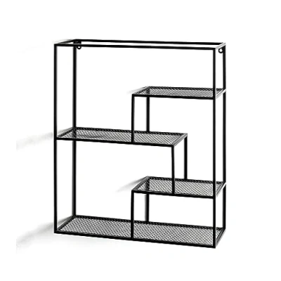 Afbeelding van HAKU Möbel Wandplank zwart, metaal Maat: B 50 cm x H 60 D 18 cm, Stijl: Modern