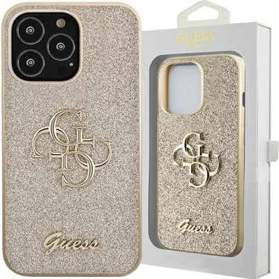 Afbeelding van Guess GUHCP13LHG4SGD hoesje voor iPhone 13 Pro / goud Glitter Script Big 4G