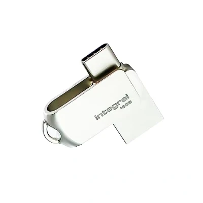 Afbeelding van Integral 16 GB 360 Dual USB 3.0 Type C &amp; A Flash Drive met massief metalen behuizing, snelle overdrachtssnelheden en gewoon Plug Play