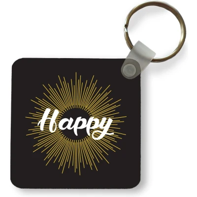 Afbeelding van Sleutelhanger Uitdeelcadeautjes Spreuken Happy Quotes Plastic