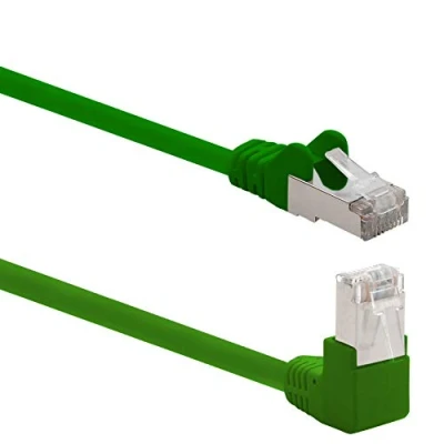 Afbeelding van 1aTTack.de 366183 Cat.6 Ethernet Cable Gigabit LAN Netwerkkabel RJ45 hoek 90 graden 2m groen 1 stuk Cat6 Kabel Patchkabel (SFTP PIMF) 1000Mbit/s Rj 45 connector x meter
