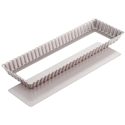 Afbeelding van CHEFMADE Rechthoekige taartpan, 14 inch met verwijderbare losse bodem antiaanbaklaag langwerpige quiche bakvormen voor ovenbakken (champagnegoud)