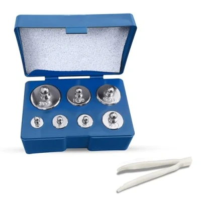 Afbeelding van Trimming Shop kalibratie gewichtenset, precisiestaal gramschaal met houder voor digitale en zakweegschaal, keuken &amp; sieraden, laboratoriumzilver, 7 stuks, 500 g