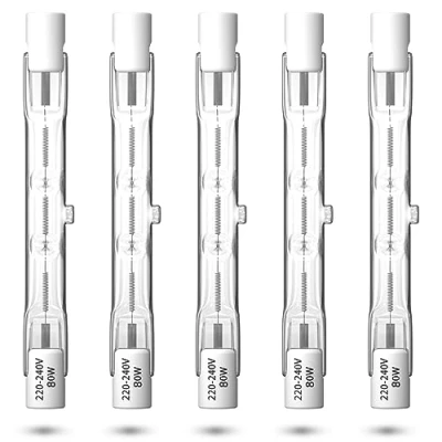 Afbeelding van Luxvista R7S 78mm 80W Halogeenlamp Dimbaar, J78 T3 Lineaire Halogeen Potloodlamp 1390lm Spotlight voor Vloerlampen, Landschapslampen, Beveiliging, Straatverlichting (5 delig, warm wit 2800k)